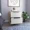 Tuhome Kaia Nightstand, Two Drawers, Metal Handle, White/Pine MBC4763 - alternate 1